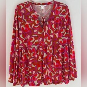 VENUS women Blouse Size Large Long Sleeve V Neck
